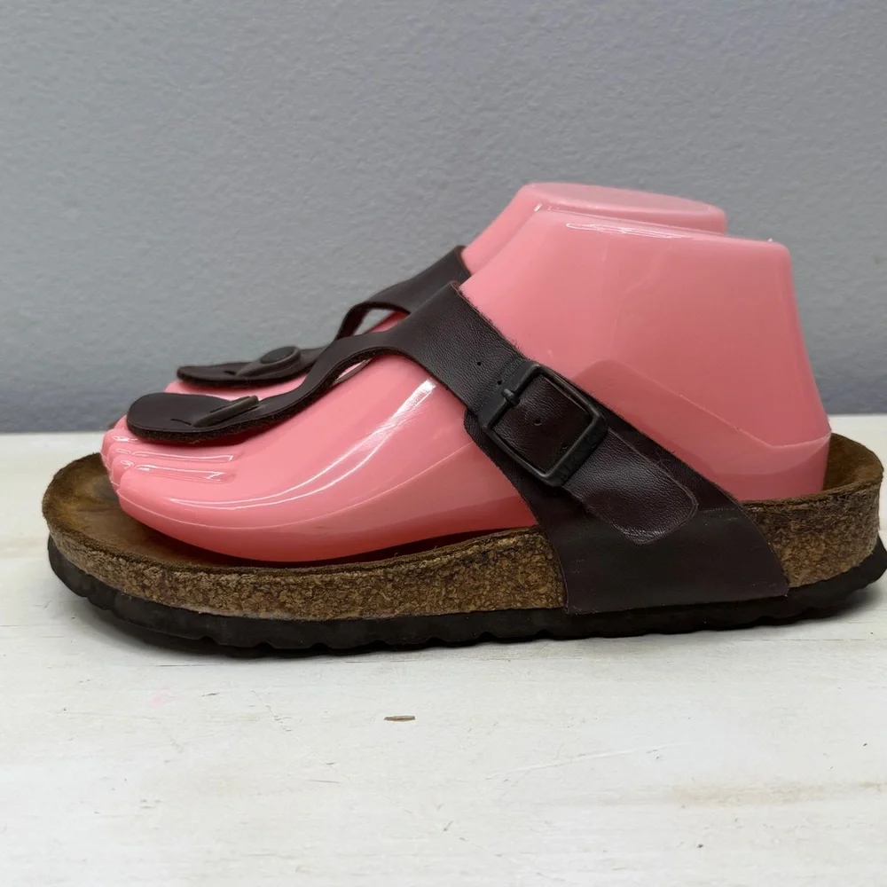 Birkenstock Bronze Leather Gizeh Sandals Size 37